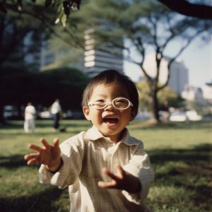 メガネをかけた３歳の男の子